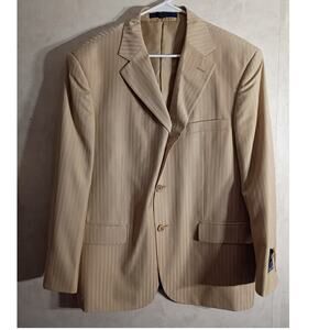 NWOT Platini Super 120s Cream Pinstripe Blzr 42 Short Tailored Minimalist